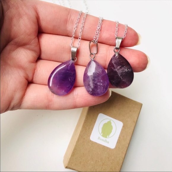 Bondhu Jewelry - Teardrop Amethyst Necklace